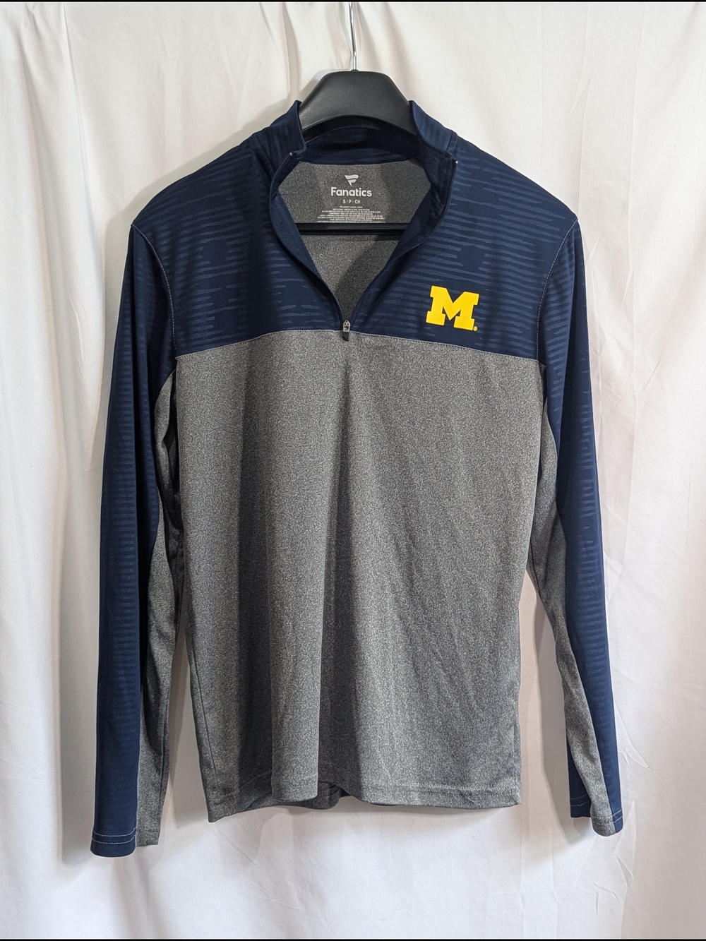 Fanatics Michigan Wolverines Quarter Zip Pullover Navy Gray Size S